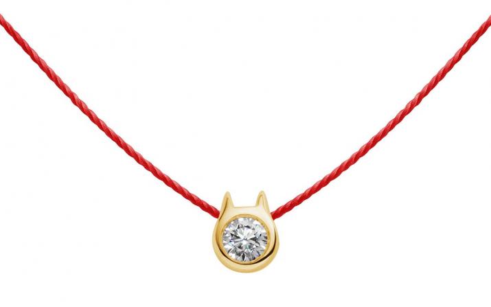 Collier Chat sur fil avec diamant 0.05ct or jaune - Redline
