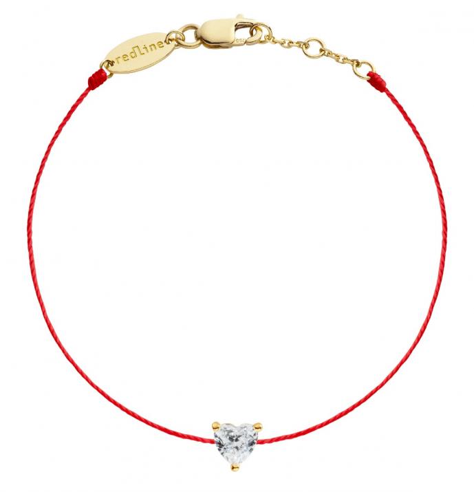 Bracelet fil avec diamant coeur 0.20 carat en serti griffe or jaune - Redline - 0++