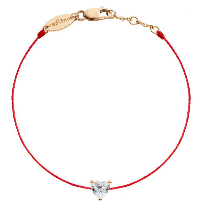 Bracelet fil avec diamant coeur 0.20 carat en serti griffe or rose - Redline - 0++