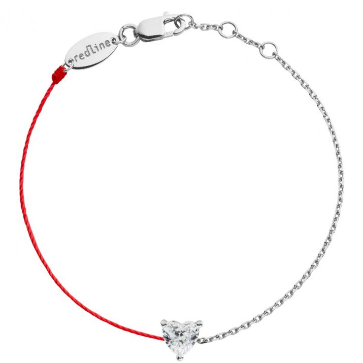 Bracelet fil et chaîne avec diamant coeur 0.20 carat en serti griffe or blanc - Redline - 0++