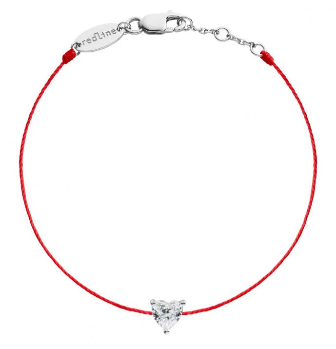 Bracelet fil avec diamant coeur 0.20 carat en serti griffe or blanc - Redline - 0++
