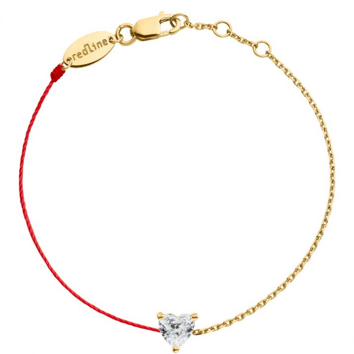 Bracelet fil et chaîne avec diamant coeur 0.20 carat en serti griffe or jaune - Redline - 0++