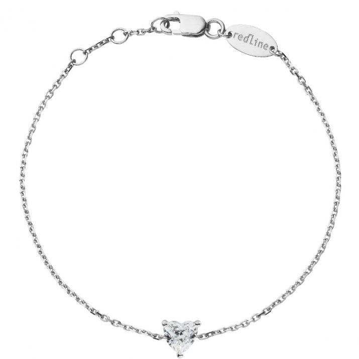 Bracelet chaîne avec diamant coeur 0.20 carat en serti griffe or blanc - Redline - 0++