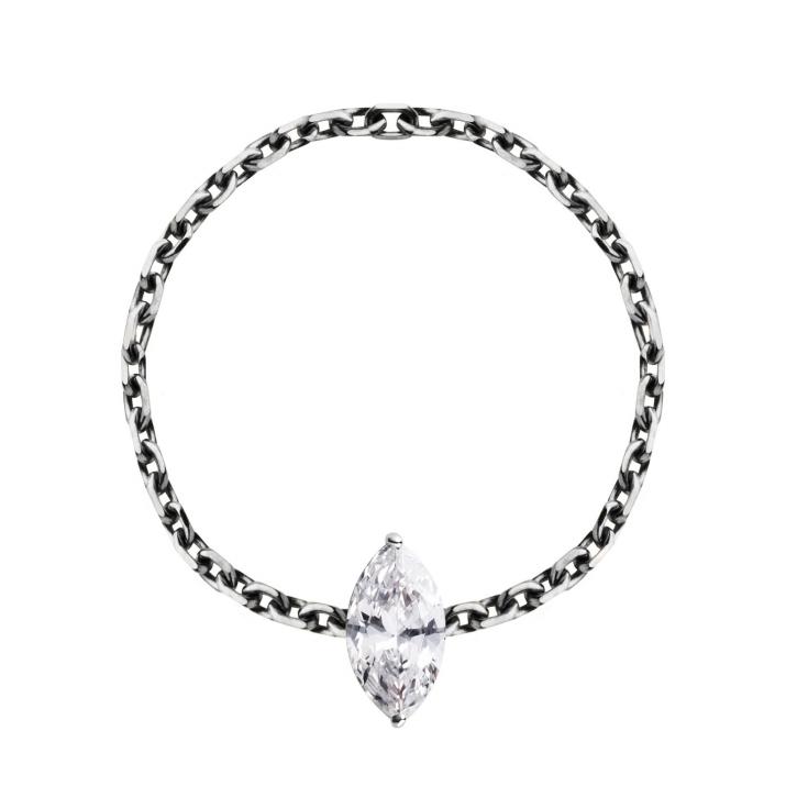 Bague chaîne avec diamant marquise 0.20 carat en serti griffe or noir - Redline