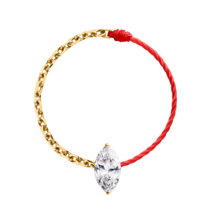 Bague chaîne et fil avec diamant marquise 0.20 ct en serti griffe or jaune - Redline