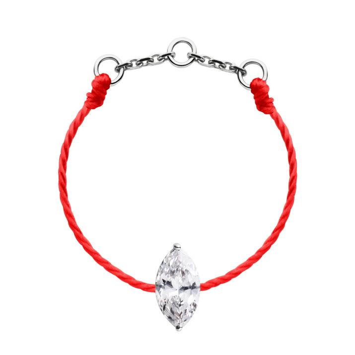 Bague fil avec diamant marquise 0.20 carat en serti griffe or blanc - Redline - 0++