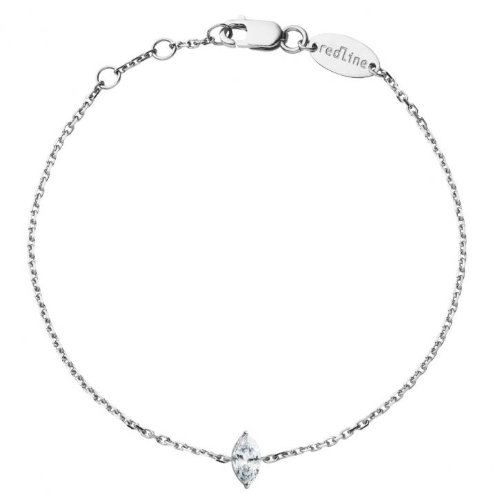 Bracelet chaîne avec diamant marquise 0.20 carat en serti griffe or blanc - Redline
