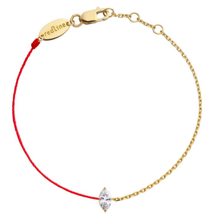 Bracelet fil et chaîne avec diamant marquise 0.20 carat en serti griffe or jaune - Redline - 0++