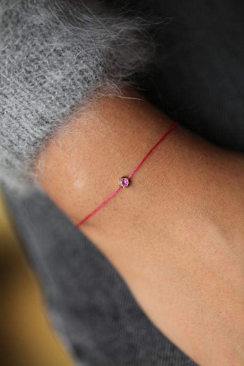 Pure Saphir Rose bracelet Diamond in Yellow Gold and String - Redline
