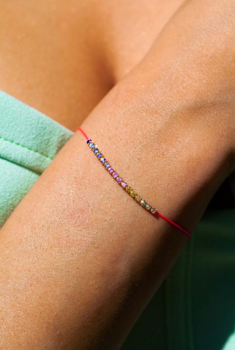 Bracelet Marilyn Rainbow Saphirs Fil Or Jaune - Redline - 0++