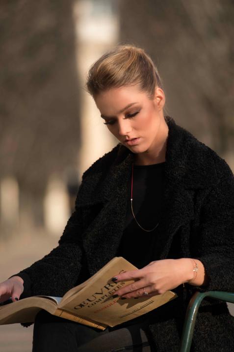 Collier sautoir fil et chaîne avec diamant 0.05 carat en serti invisible or jaune - Redline - 0++