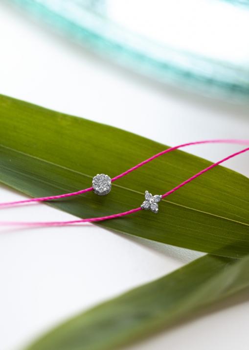 Bracelet fil étoile avec 4 diamants or blanc - Redline - 0++