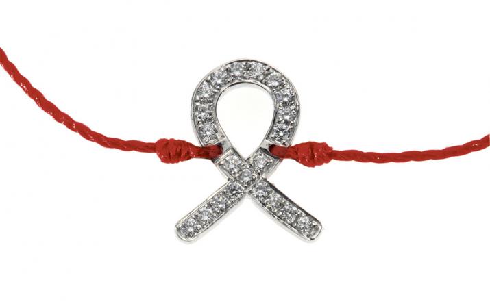 Bracelet fil rouge Sidaction diamant argent - Redline - 0++