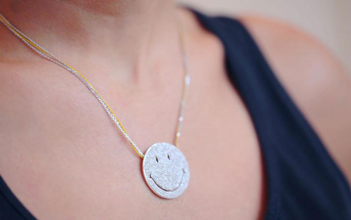 Collier Chaîne Femme avec 1.91ct Diamant Rond en Or Blanc Pavé - Redline - 0++