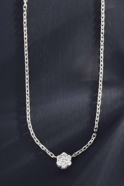 Collier chaîne avec diamants 0.10 carat en serti invisible or blanc - Redline - 0++