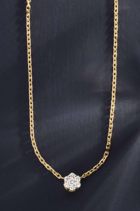 Collier chaîne avec diamants 0.10 carat en serti invisible or jaune - Redline - 0++