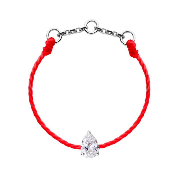 Bague fil avec diamant poire 0.10 carat en serti griffe or blanc - Redline - 0++