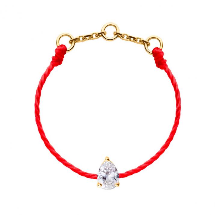 Bague fil avec diamant poire 0.10 carat en serti griffe or jaune - Redline - 0++