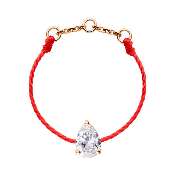 Bague fil avec diamant poire 0.20 carat en serti griffe or rose - Redline - 0++