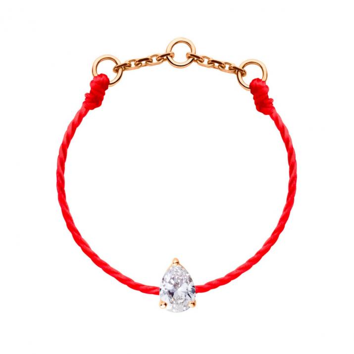 Bague fil avec diamant poire 0.10 carat en serti griffe or rose - Redline - 0++