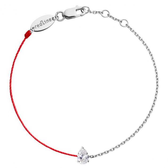 Bracelet fil et chaîne avec diamant poire 0.20 carat en serti griffe or blanc - Redline - 0++