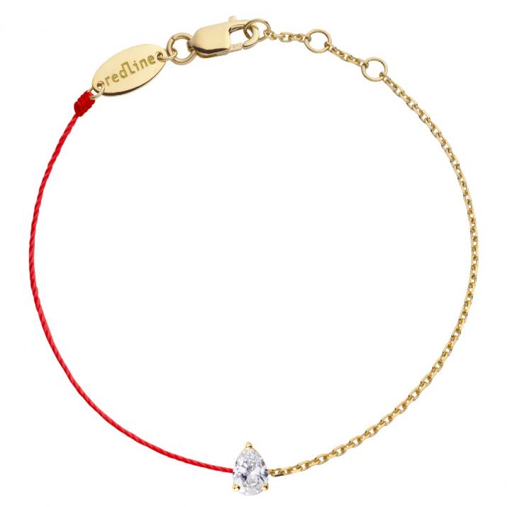 Bracelet fil et chaîne avec diamant poire 0.20 carat en serti griffe or jaune - Redline - 0++