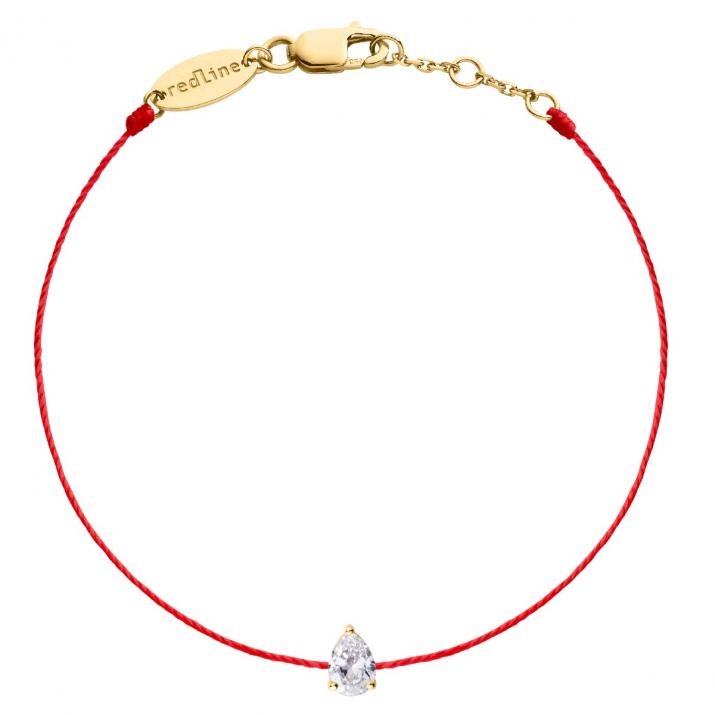 Bracelet fil avec diamant poire 0.20 carat en serti griffe or jaune - Redline - 0++