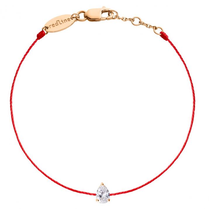 Bracelet fil avec diamant poire 0.20 carat en serti griffe or rose - Redline - 0++