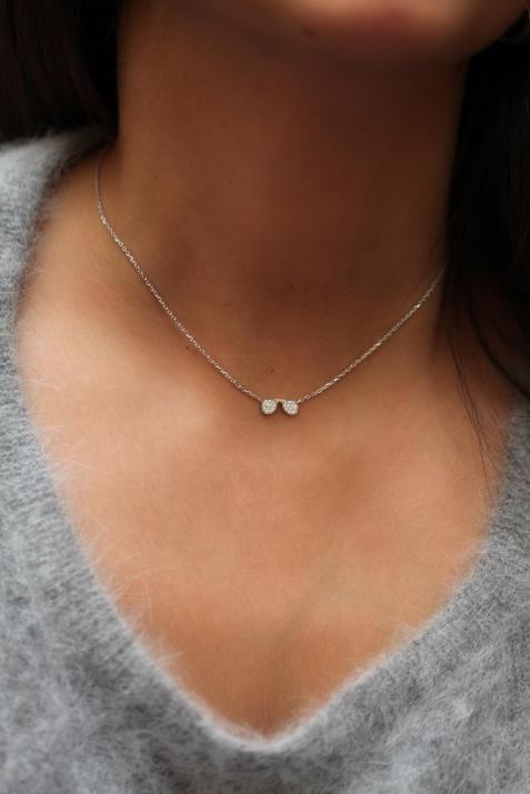 Collier chaîne lunettes de soleil or blanc pavé diamant - Redline - 0++