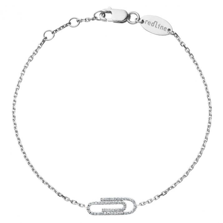 Bracelet chaîne trombone or blanc pavé diamants - Redline - 0++