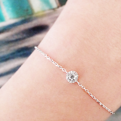 Bracelet diamant or blanc sur chaine