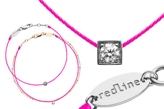 Bracelet ou collier Rose fluo avec diamant