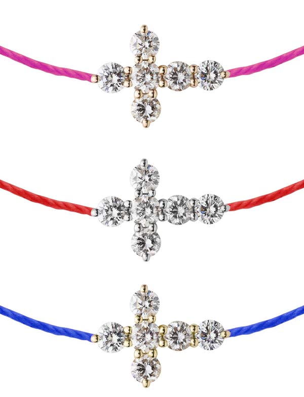 bracelet croix diamant fil rouge