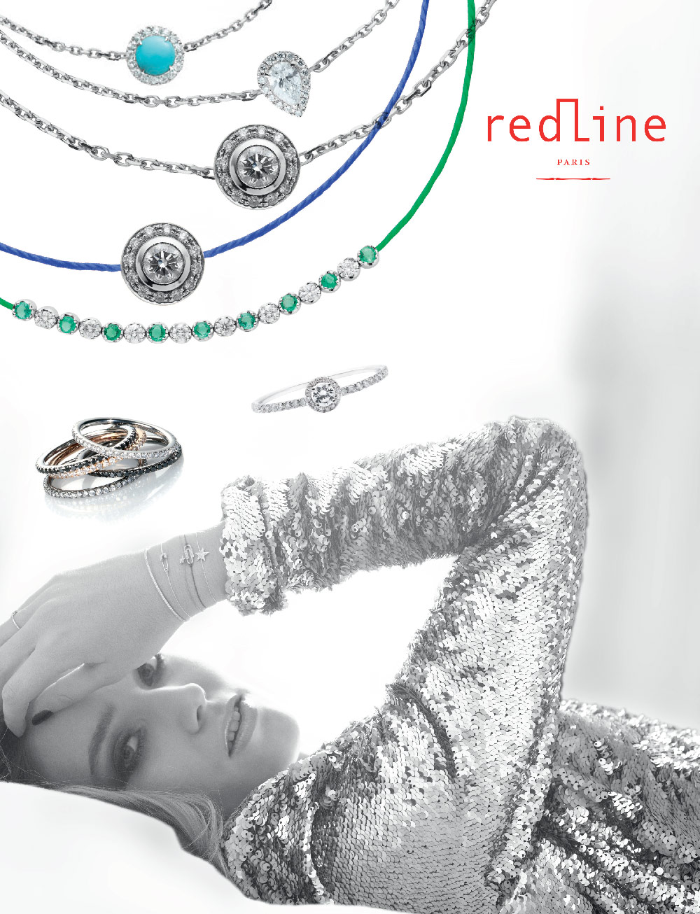 Le style Redline - Diamant sur fil bleu France - Diamant sur Fil Vert Emeraude 