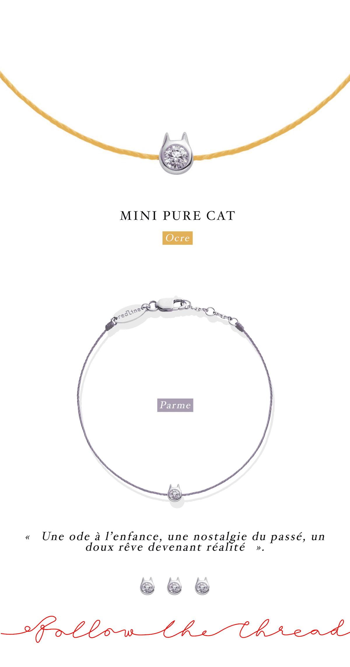 bracelet avec un petit chat en or et diamant