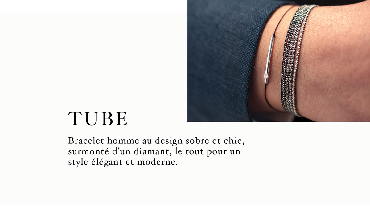 Bracelet luxe homme, luxe pas cher, bracelet Tube Redline, joaillerie en ligne, made in france, paiement sécurisé