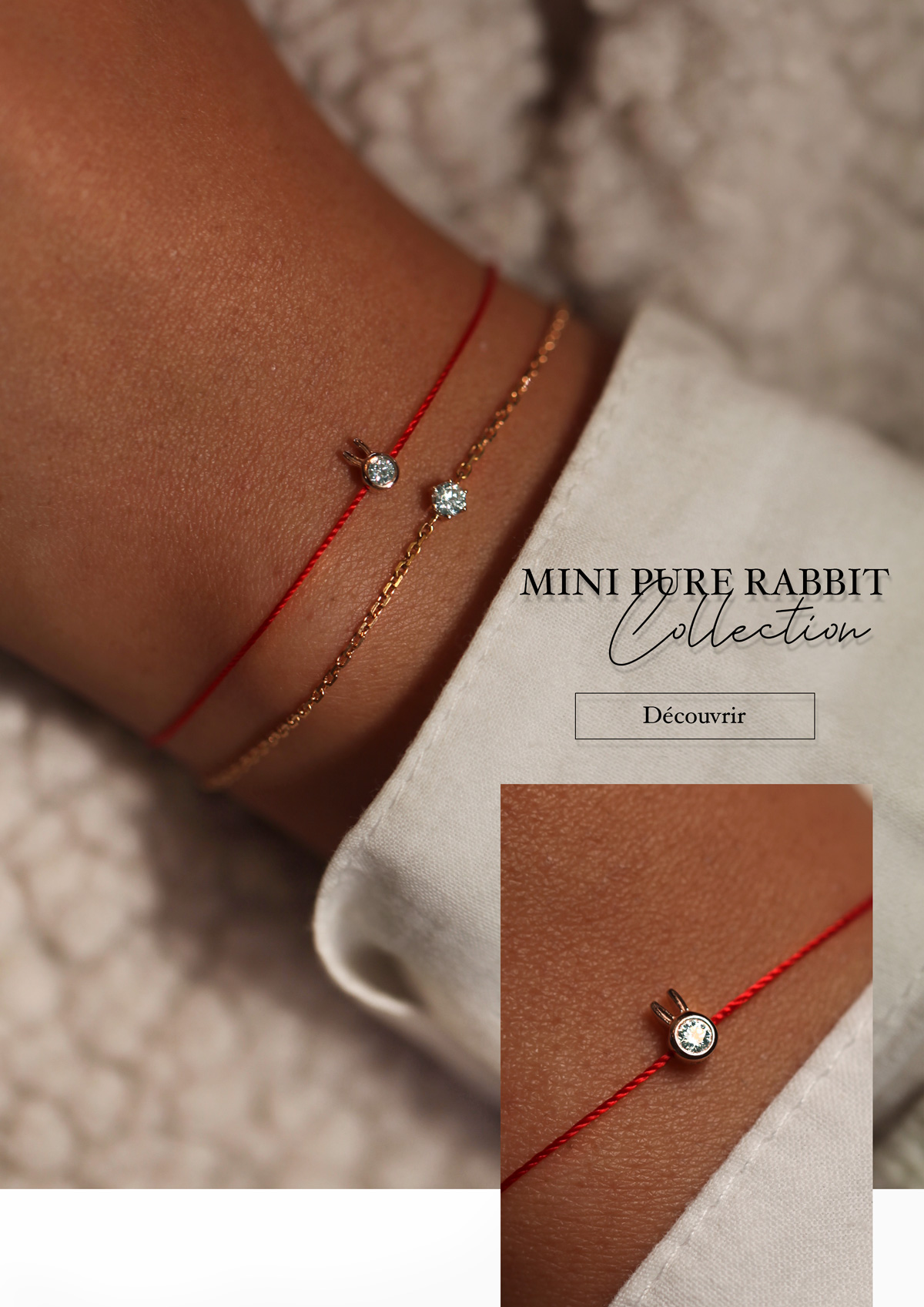 Nouvelle collection redline Paris Mini Pure Rabbit, bracelet lapin porte bonheur