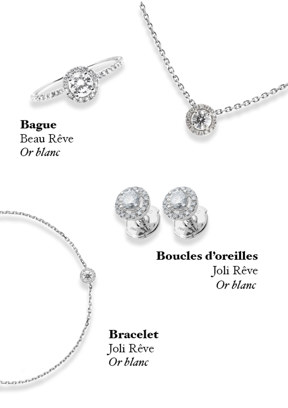 Collection de bijoux haut de gamme femme gros diamant or blanc