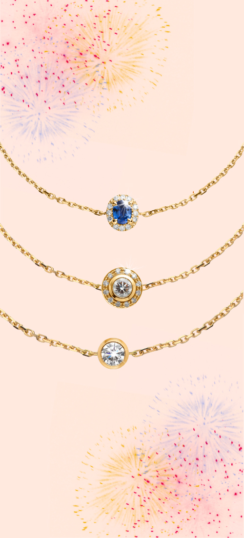 bracelet en or jaune diamant saphir bleu