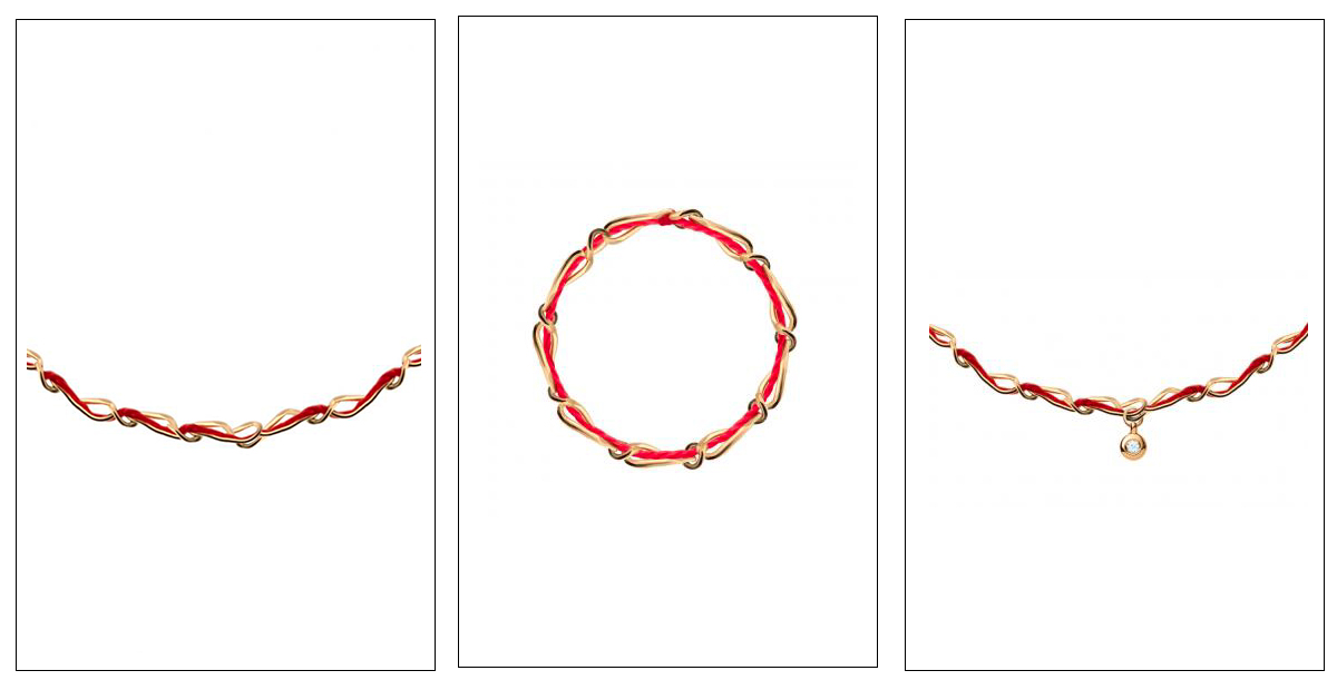 Sélection de bijoux chaîne femme, bracelets tendances maillons en or jaune 18k avec fil porte-bonheur fabriqué en France