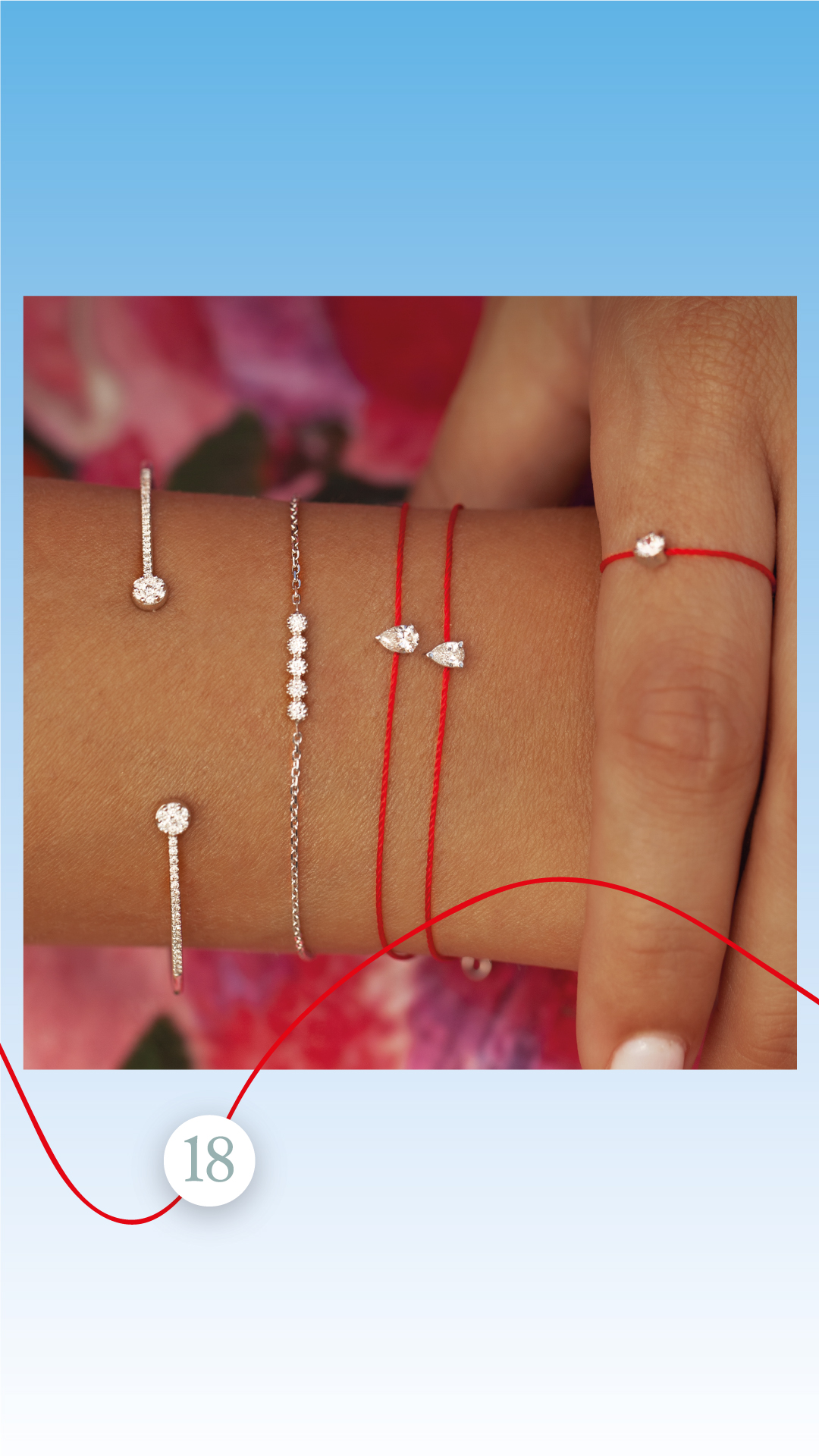Bracelet fil rouge diamant redline