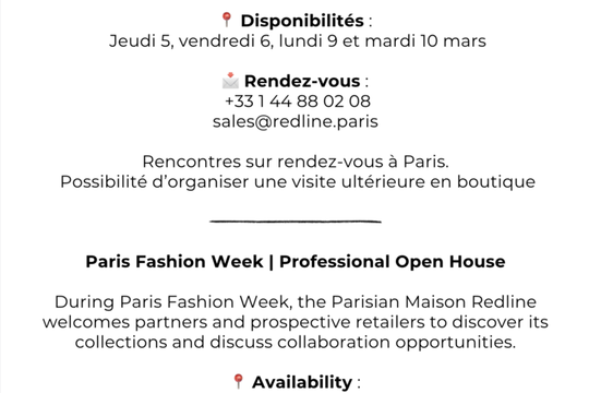 Fashion Week Paris : les portes ouvertes de la Maison RedLine débutent dans une semaine